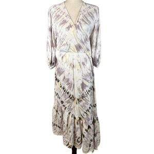 Young Fabulous & Broke Women Jillian Asymmetric Midi Dress S Small White Tie Dye
